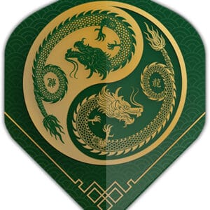 Green flight with gold yin yang dragon