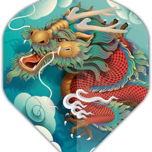 Blue flight with dragon in the clouds