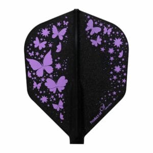 black flight with purple printed butterflies