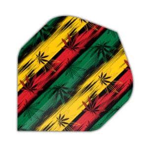 vertical Rasta flag with black weed leaf print