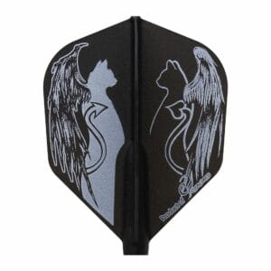 2 color set of 1 Black, 2 white flights with angel cats and roses on alternating sides